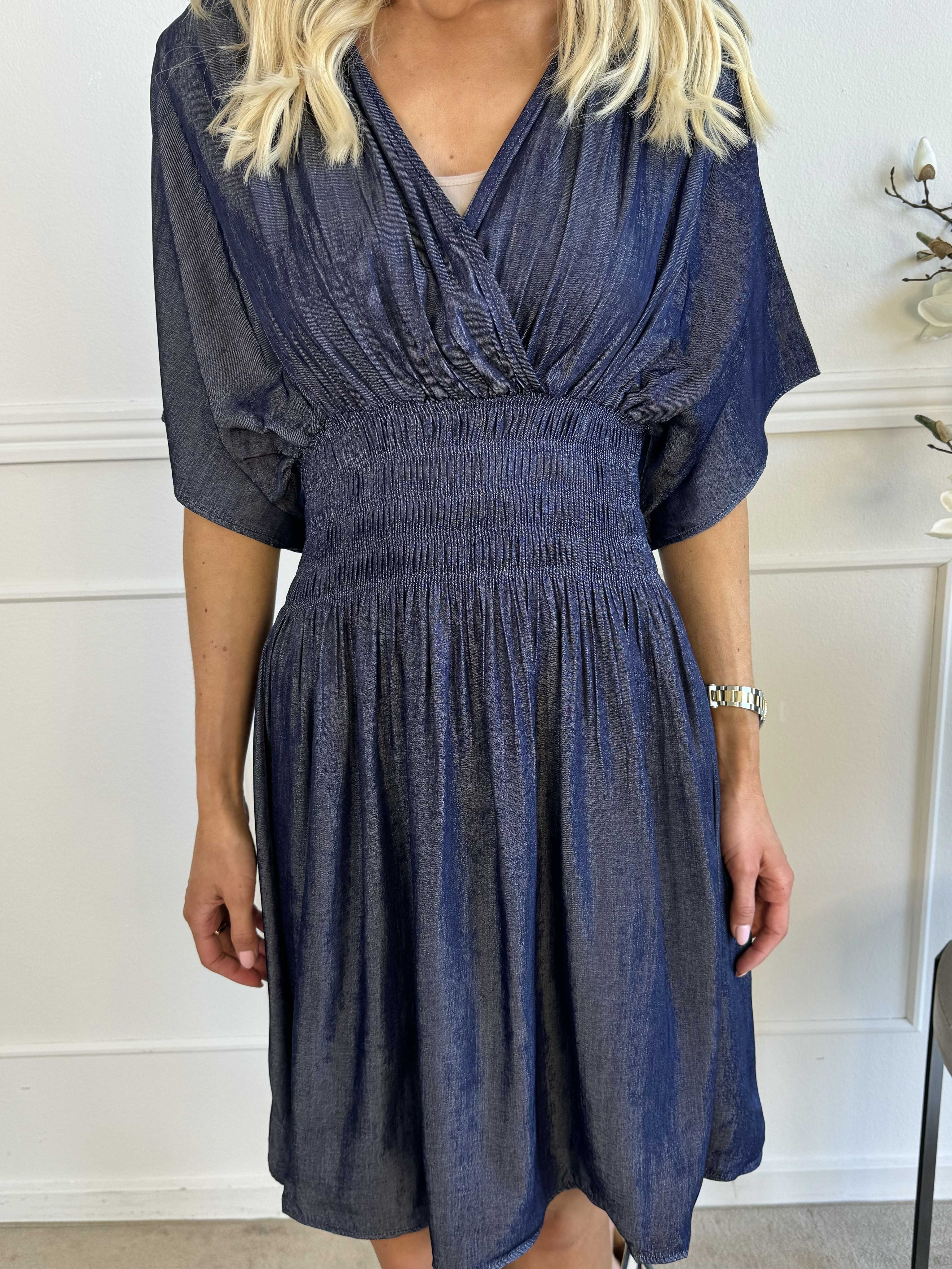 Pams Denim Short - Kjole med smock under brystet